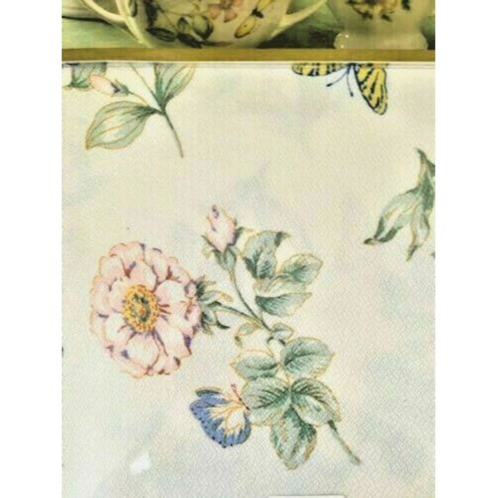 Lenox Butterfly Blossom Tablecloth Floral Spring Easter Easy Care 60X102 Oblong
